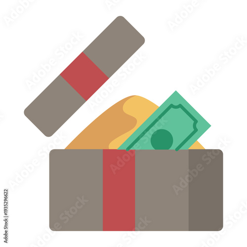 Charity Gift Box with Money Flat Icon