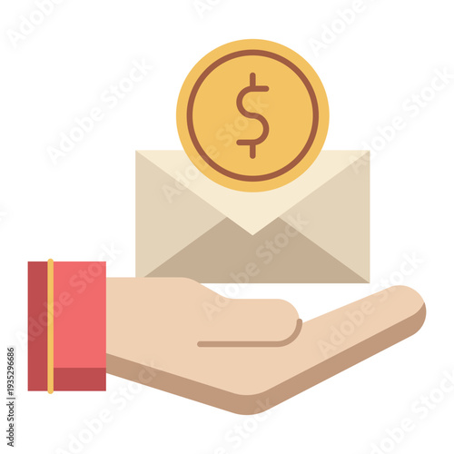 Digital Zakat Payment Hand Flat Icon