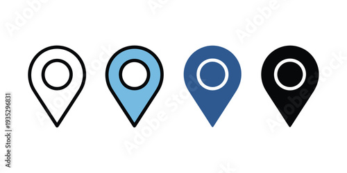 Location Pin Icons – Map Marker Pointer and GPS Symbols