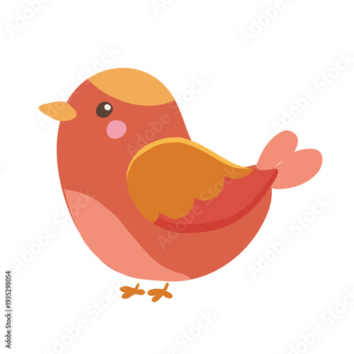 Vector illustration of a little cute bird on white background