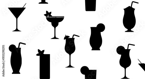 Colorful Cocktail Seamless Pattern – Summer Drink Vector Background for Fabric and Packaging