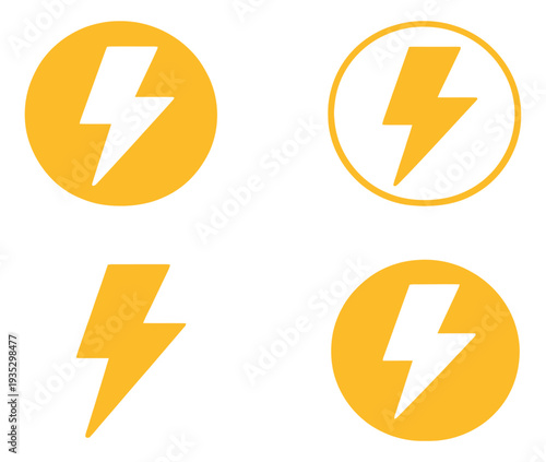 Free Download Modern graphic lightning bolt icon set featuring various power and energy symbols for electricity and speed concepts - GFXLoad