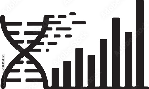 Dna double helix silhouette with bar graph isolated on transparent background