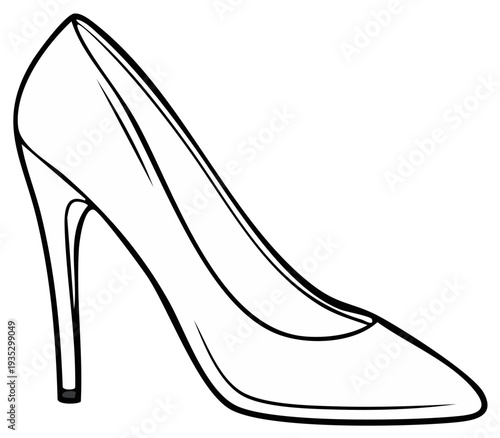 Elegant high heel shoe illustration with clean lines and a pointed toe for fashion and style