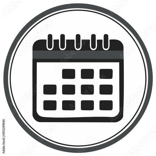 Simple Black and White Calendar Icon Represents Planning and Organization