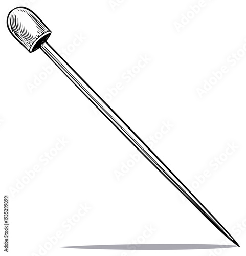 Decorative Vintage Hatpin Elegant Fashion Accessory Outline Drawing