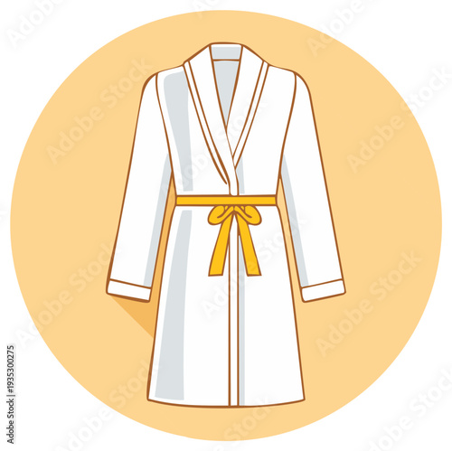 White martial arts uniform with yellow belt tied in a bow graphic illustration