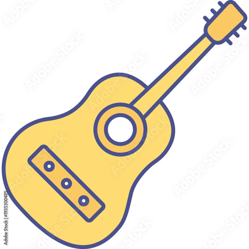 Acoustic Guitar Icon – Colored Outline Musical Instrument Symbol