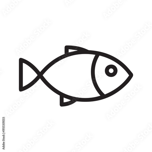 Fish Animal Line Icon Vector Illustration for Seafood Menu and Marine Life Symbol