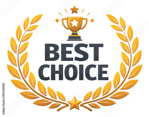 Modern illustration of a best choice award label depicting excellence and quality recommendation for product packaging and marketing