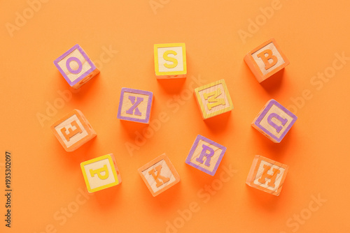 Wooden cubes with letters o...