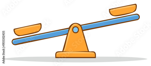 Simple seesaw balance with fulcrum showing imbalance cartoon graphic
