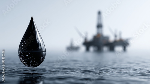 Oil Drop over Sea : A close...