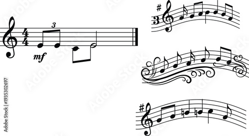 Title (20 Words): Black silhouette set of a Christmas angel playing a trumpet and two cheerful holiday elves for winter festive vector designs.