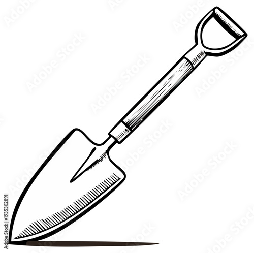 Illustration of a metal garden shovel tool digging implement equipment gardening tool