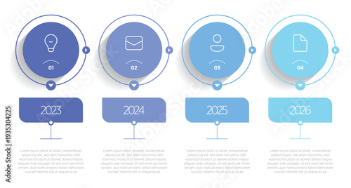 4 infographic templates or designs featuring four elements, steps, or quadrants, popular for presentations and data visualization.