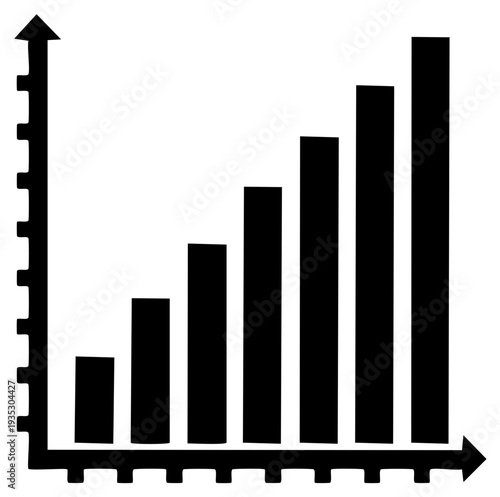 Rising Bar Graph Chart Illustrating Growth in Performance and Data Analysis Metrics