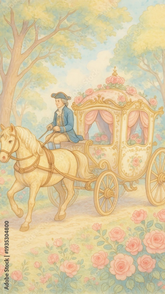 Fototapeta premium Whimsical fairytale carriage journey