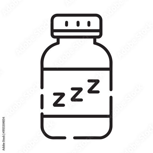 Sleeping Pills Bottle Icon with ZZZ Symbols for Insomnia Treatment Melatonin Supplements and Nighttime Health Care