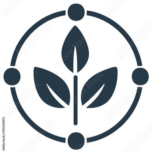 Agritech and biotechnology concept icon with a plant sprout in a circular network