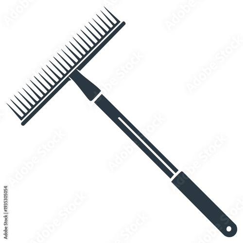 Dark Rake Tool for Leaves or Gardening Clean Up Lawn Care, Vector Icon