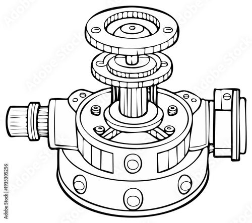 Isometric view of a mechanical component engineering illustration