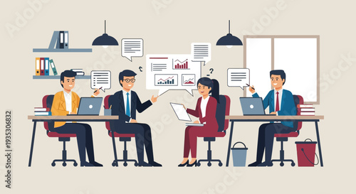 Business Professionals Working Together in Office.