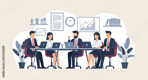 Business Professionals Working Together at Office.