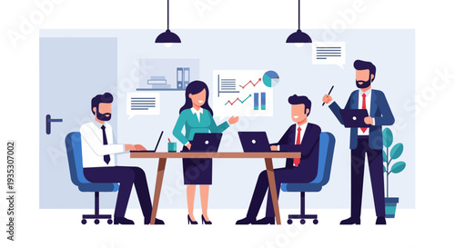 Business Professionals Working Together in Office.