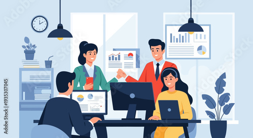 Business Team Working Together in Office.