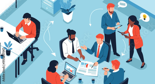 Business Team Collaboration Meeting Office Scene.