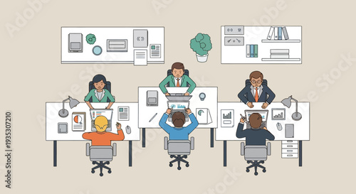 Group of People Working at Desks.