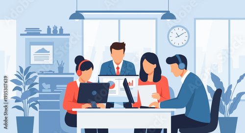 Business Team Working Together in Office.