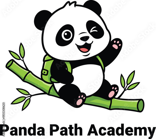 Joyful Illustration of Explorer Panda Character for Children Club Logo Design Vector Illustration