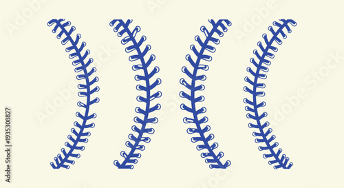 Detailed Blue Baseball Stitching Seam Pattern Vector Graphic for Sports Design Background