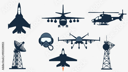 Defense and Air Force Icons Collection, Aircraft and Pilot Symbols