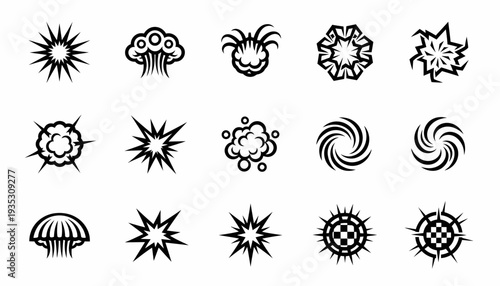Explosion Icons - Set of 15 Dynamic Burst Symbols