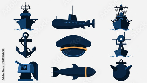 Aviation Military Icon Set – Air Combat and Airport Control Elements