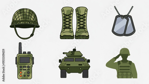 Air Force and Military Aircraft Icon Collection in Flat Silhouette Style