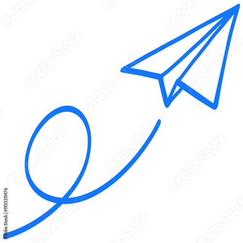 Blue Paper Plane Airplane Outline Drawing Icon