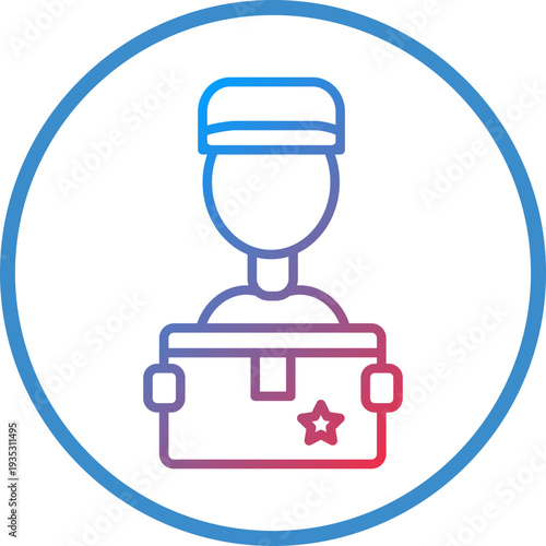 Delivery Man Line Icon Style