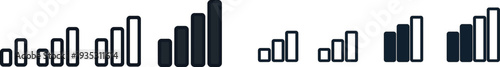 Bars of varying heights illustrate growth trends in a clean and minimalistic design. The left shows shorter bars, gradually increasing in height to the right, indicating progress or improvement.