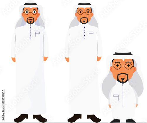 Arabic man character design, flat design, cartoon design