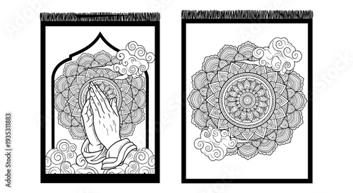 Abstract intricate patterns in contrasting geometric and organic styles Vector, illustration