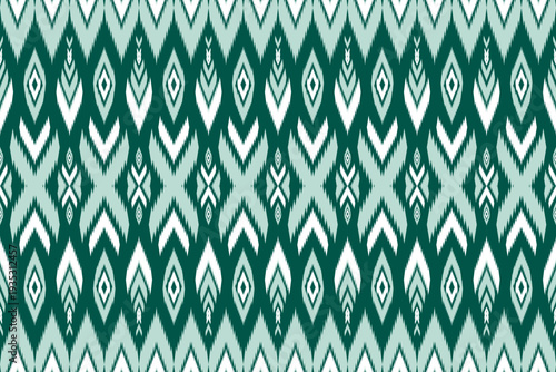 Wallpaper Mural THAI FABRIC GREEN WHITE SEAMLESS PATTERN Torontodigital.ca