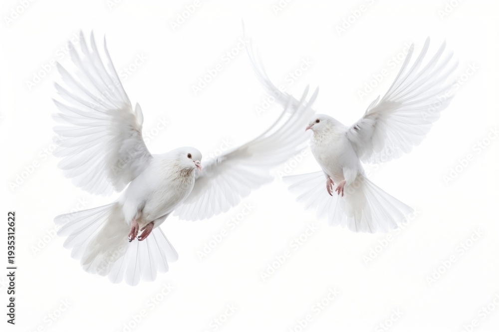 Obraz premium Elegant white doves in flight