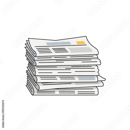 Stack of newspapers on white background  