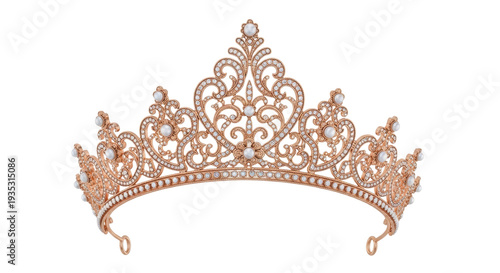 Cuadro en lienzo Isolated detailed ornate princess tiara with pearls and rhinestones for special