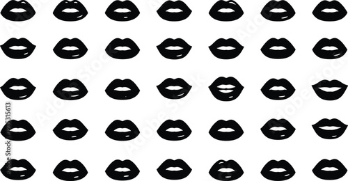 Black lips on white background mouths lip silhouettes