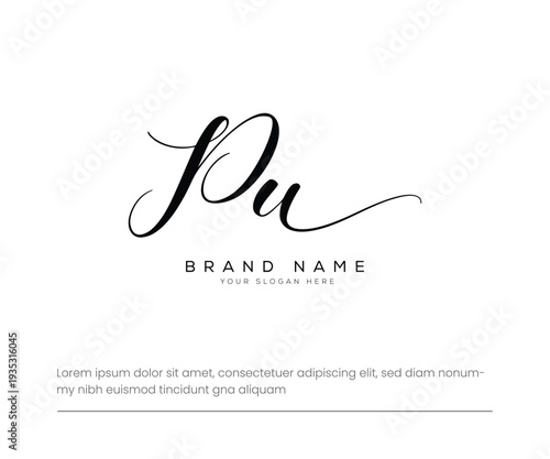 pu initial letter handwriting monogram signature logo template